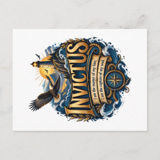 Invictus Inspirational Quote Postcard