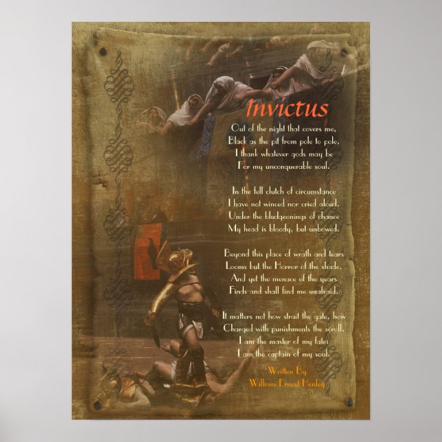 Invictus, Victorian poem,  William Ernest Henley Poster (Front)
