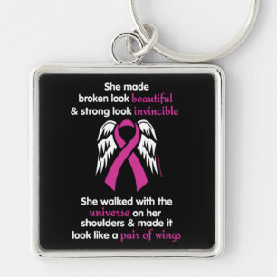 Invincible/Her...Breast Cancer Keychain
