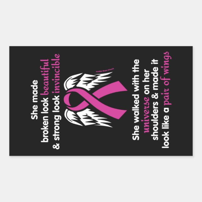 Invincible/Her...Breast Cancer Sticker (Front)