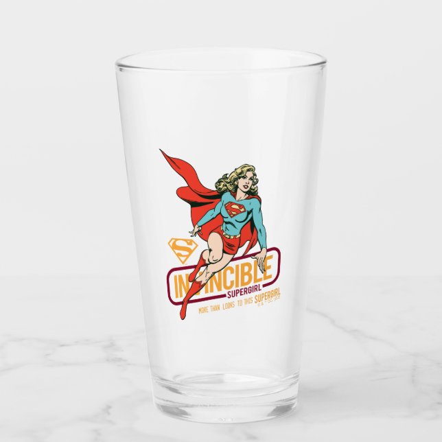 Invincible Supergirl Retro Graphic Glass (Front)