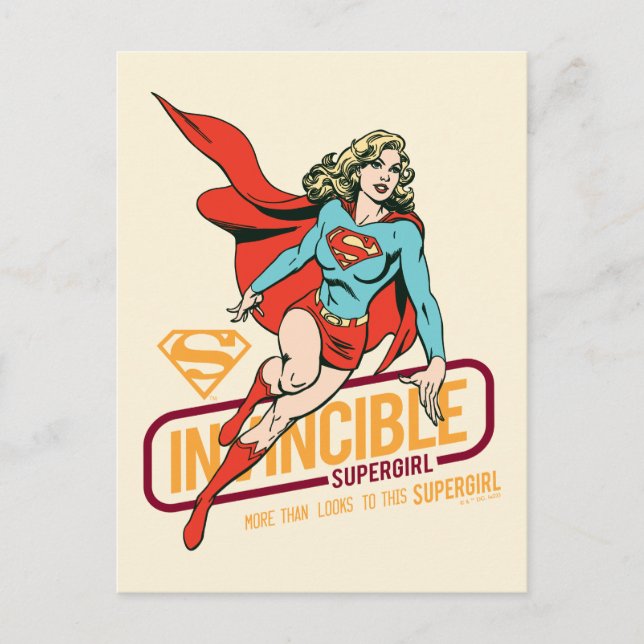 Invincible Supergirl Retro Graphic Postcard (Front)