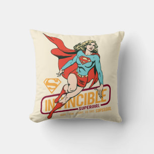 Invincible Supergirl Retro Graphic Throw Pillow