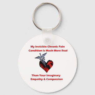 Invisible Chronic Pain Red Heart Keychain