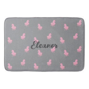 Invisible Pink Unicorn on Grey Bath Mat