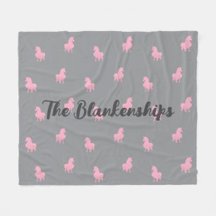 Invisible Pink Unicorn on Grey Fleece Blanket