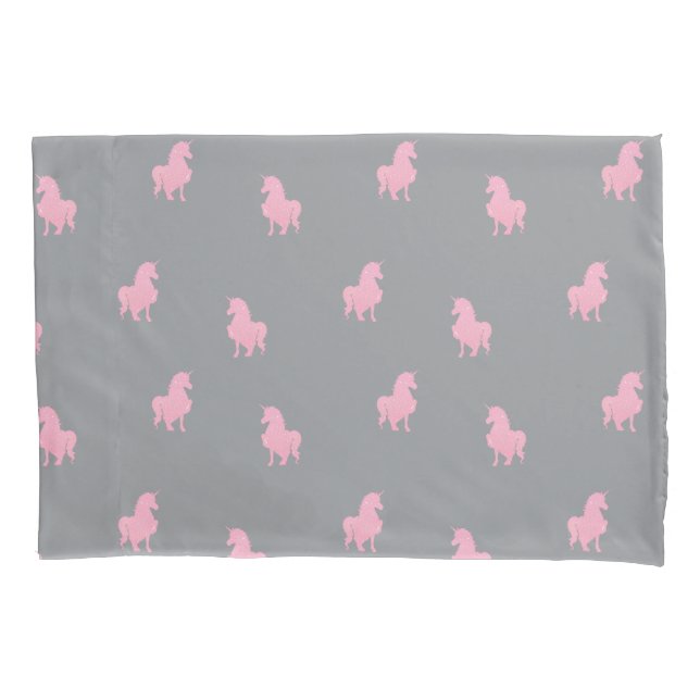 Invisible Pink Unicorn on Grey Pillowcase (Front)