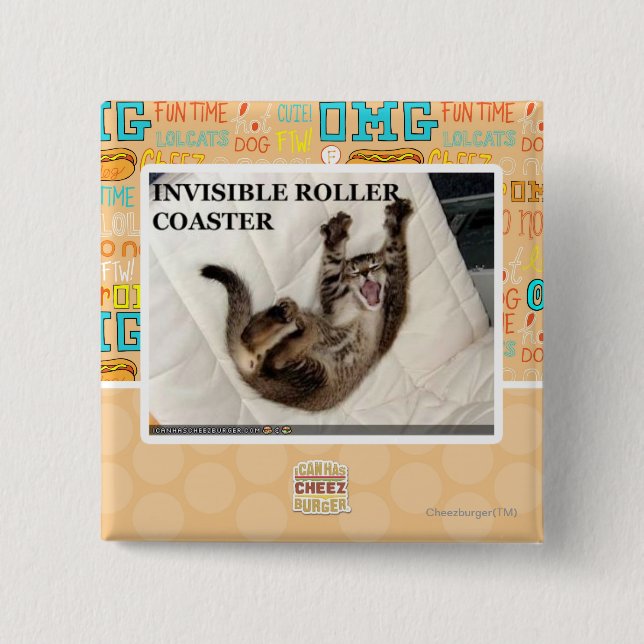 Invisible Roller Coaster 2 Inch Square Button (Front)