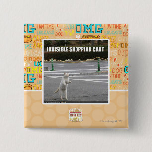 INVISIBLE SHOPPING CART 2 INCH SQUARE BUTTON
