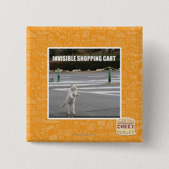 INVISIBLE SHOPPING CART 2 INCH SQUARE BUTTON (Front)