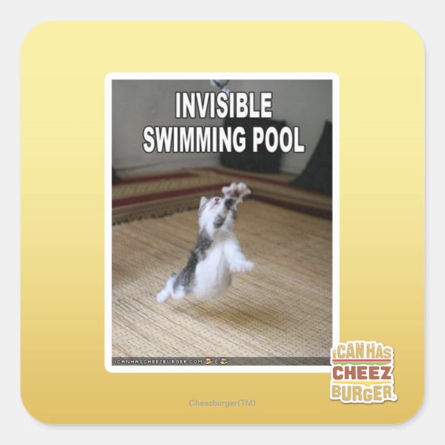 Invisible Swimming Pool Square Sticker (Front)