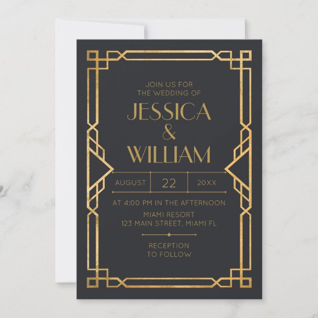 Invitación Art Deco Wedding Invitation 2 (Front)