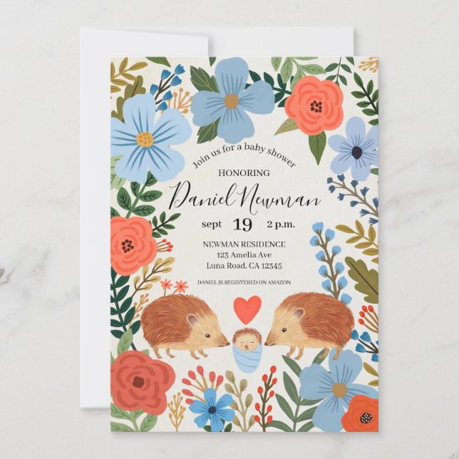 Invitación Baby Shower Hedgehog Love Invitation (Front)