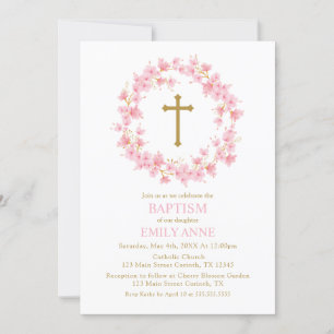 Invitación Baptism Cherry Blossom floral I Invitation