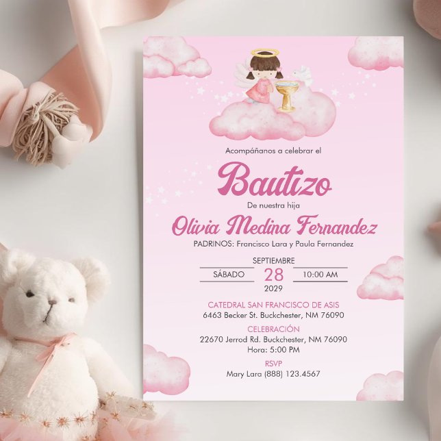 Invitacion Bautizo Girl Angel Catholic Baptism Invitation (Creator Uploaded)