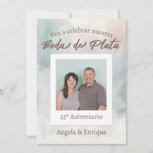 Invitación Boda Plata 25 años Foto Personalizada Invitation