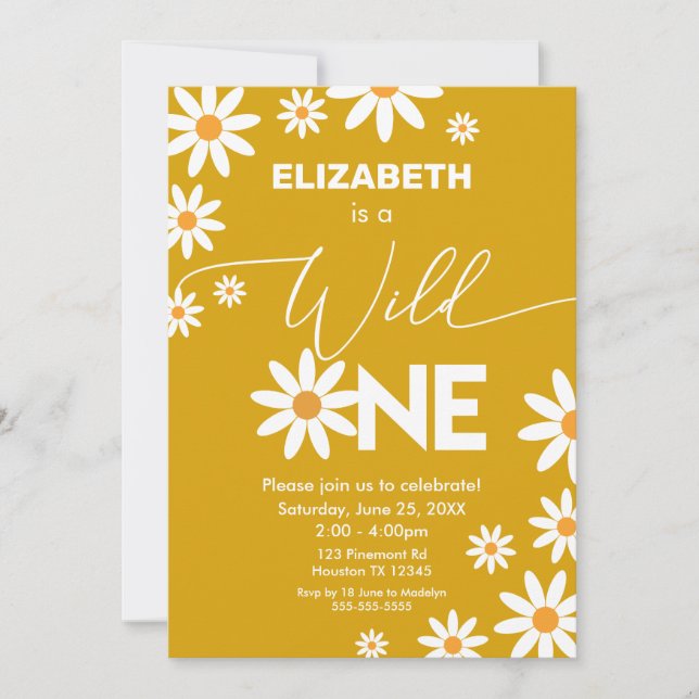 Invitación Boho Daisies Wild One Birthday Party in Invitation (Front)