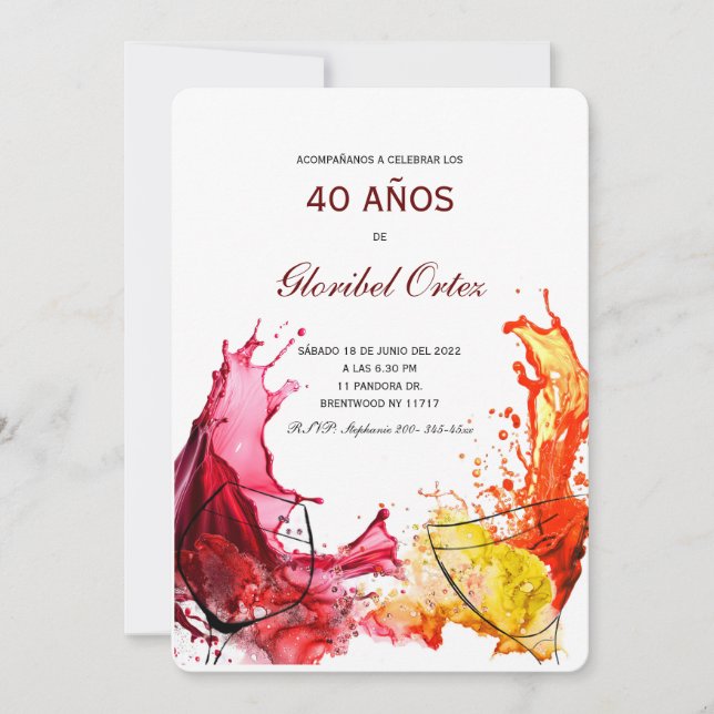 Invitación de 40 Años Mujer Invitation (Front)
