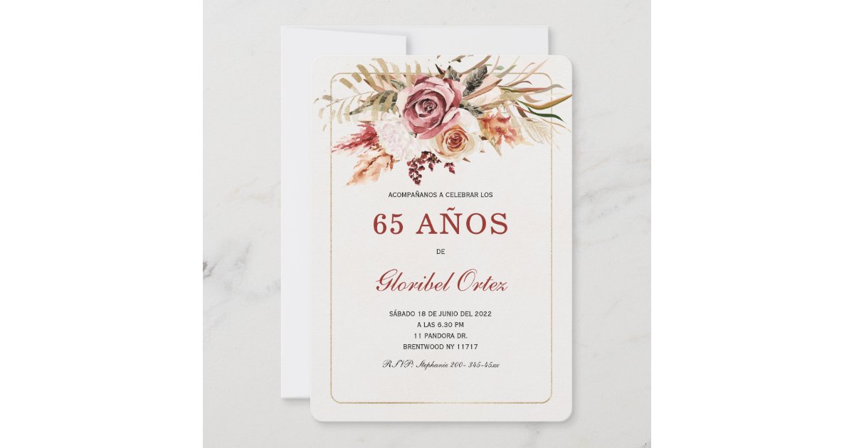 Invitación de 65 Años Mujer Invitation | Zazzle