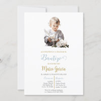 Invitación de bautismo con paloma blanca