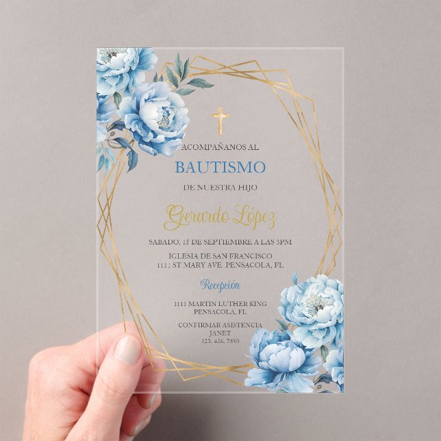 Invitación de bautismo para niño acrylic invitations (Insitu (Handheld))