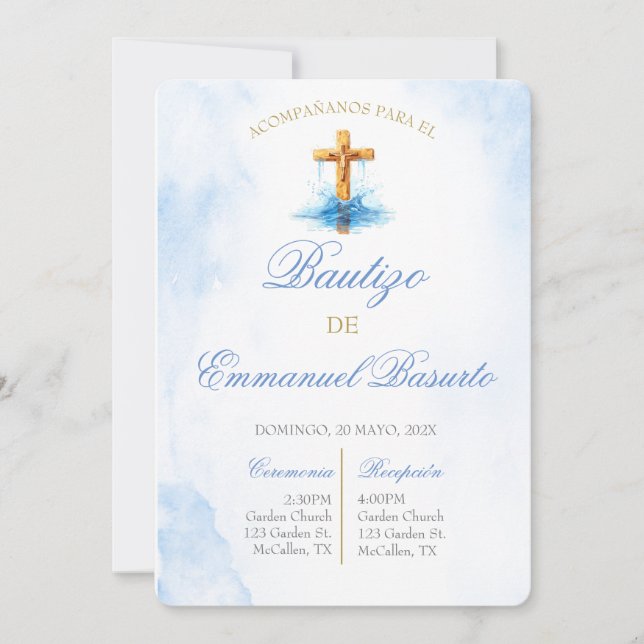 Invitación de bautismo para niño  invitation (Front)