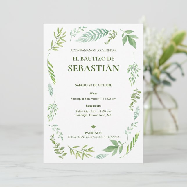 Invitación de bautizo neutral invitation (Standing Front)