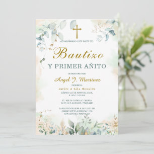 Invitación de Bautizo Y Primer Añito Invitation