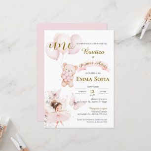 Invitación de Bautizo y primer año en español Invitation