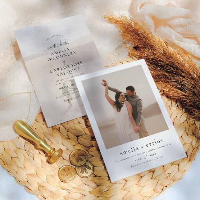 Invitación de Boda Boho y Elegante con 2 Fotos Invitation (Creator Uploaded)
