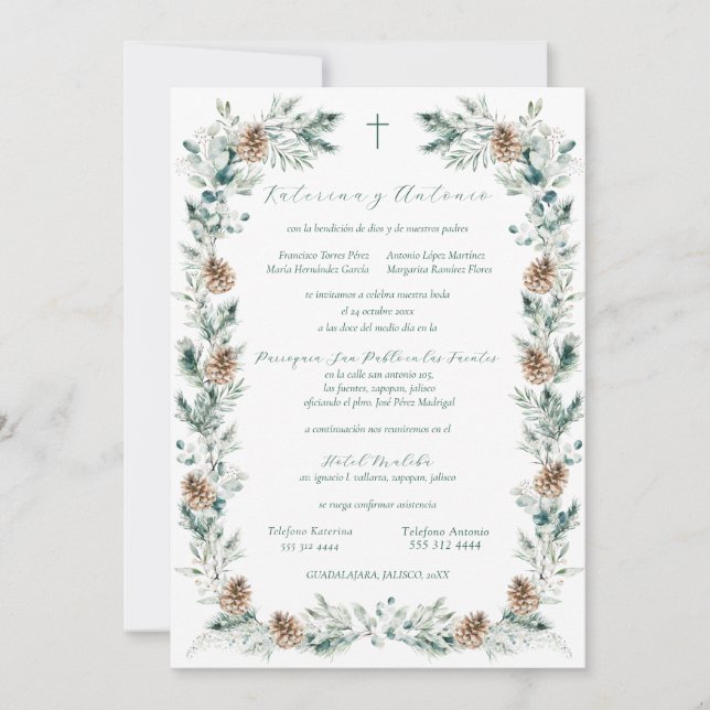 Invitacion de Boda Católica Spanish Wedding Invitation (Front)