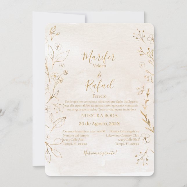 Invitación de boda con con rosas invitation (Front)