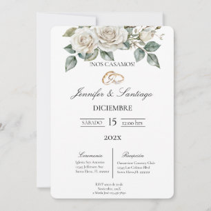 Invitación de boda con flor blanca invitation