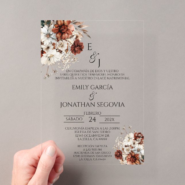 invitación de boda con terracota acrylic invitations (Insitu (Handheld))