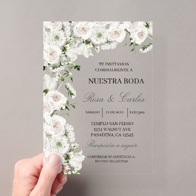 Invitacion de boda de flor hortensia acrylic invitations (Insitu (Handheld))