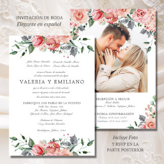 Invitación de Boda Elegante Spanish Wedding Invitation
