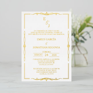 invitación de boda gold foil minimalista