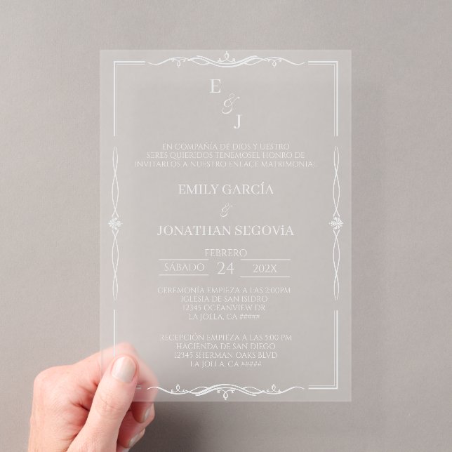invitación de boda minimalista acrylic invitations (Insitu (Handheld))
