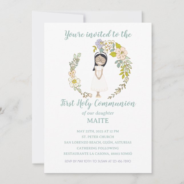 Invitación de Comunión MAITE Invitation (Front)