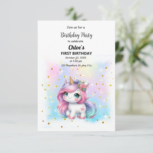 Invitación de Cumpleaños Invitation (Standing Front)