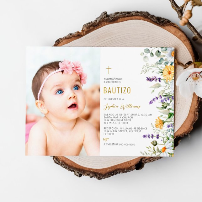 Invitación de Flores Silvestres para Bautizo Foto  Invitation (Creator Uploaded)