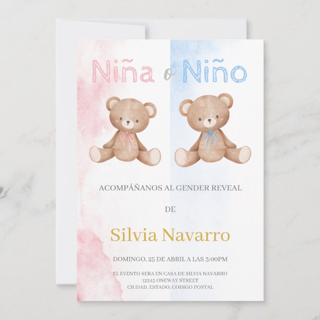 Invitación de gender reveal invitation (Front)