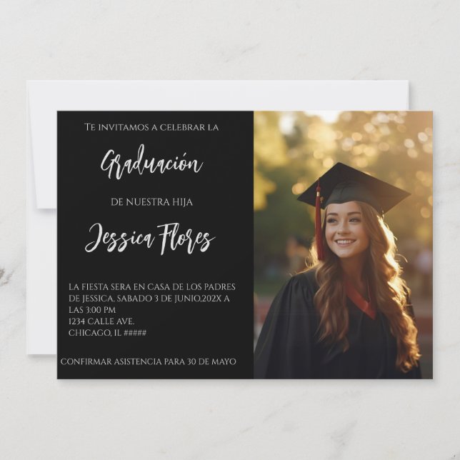Invitación de graduación con foto invitation (Front)