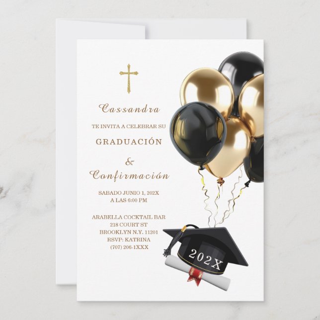 Invitación de Graduación y Confirmación Invitation (Front)