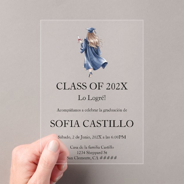 Invitación de graduation en español acrylic invitations (Insitu (Handheld))