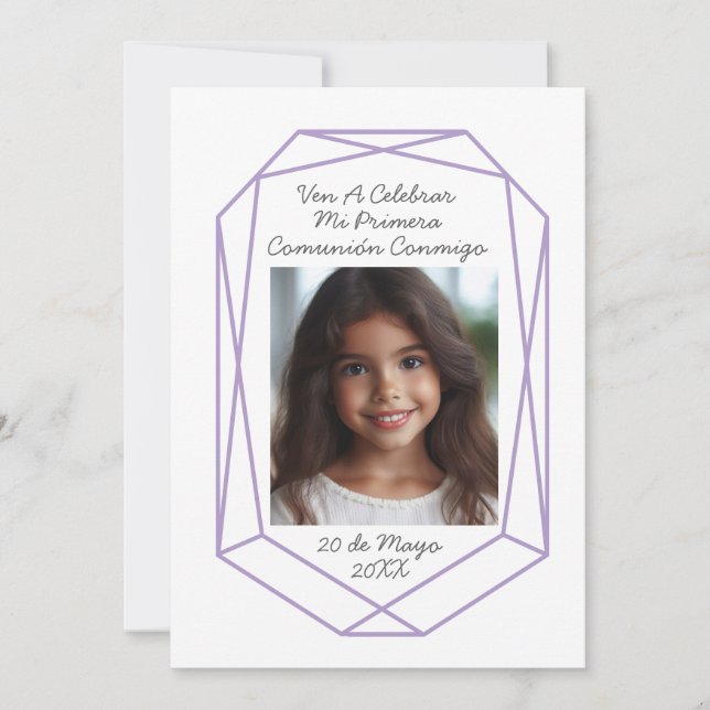 Invitación de Primera Comunión con Foto  Invitation (Front)