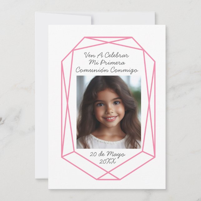 Invitación de Primera Comunión con Foto  Invitation (Front)