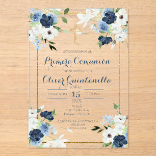 Invitación de primera comunión para niño acrylic invitations