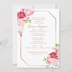 Invitación de quinceañera con marco rosa invitation