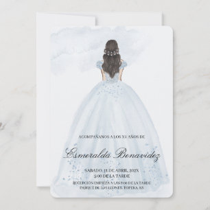 Invitación de quinceañera con vestido azul claro invitation